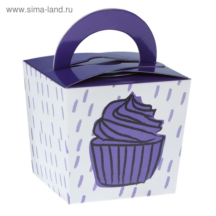 Снек-бокс "Фиолетовая пироженка" с ручкой (набор 6 шт) - Фото 1