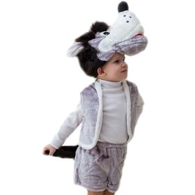 Карнавальный костюм "Волк", шапка, жилет, шорты с хвостом 5-7 лет, рост 122-134  989/б