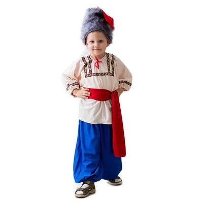 Карнавальный костюм "Казак", шапка, рубаха, пояс, шаровары, 3-5 лет, рост 104-116