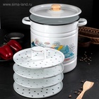 Мантоварка - позница, 12 л, 4 вставки, эмалированная, цилиндрическая, белая, рисунок МИКС - Фото 11