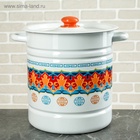 Мантоварка - позница, 12 л, 4 вставки, эмалированная, цилиндрическая, белая, рисунок МИКС - Фото 13