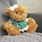 Мягкая игрушка "Медвежонок, девочка в цветочек", 15 см - Фото 2