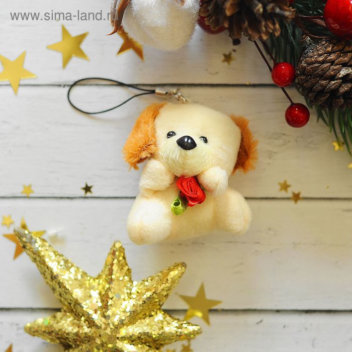 Мягкая игрушка-подвеска "Собачка", мохнатые ушки, цвета МИКС - Фото 1