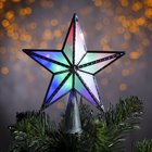 Светодиодная верхушка на ёлку «Звезда серебристая» 16 см, 10 LED, провод 2 метра, 220 В, свечение мульти - фото 8566772