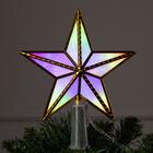 Светодиодная верхушка на ёлку «Звезда золотистая» 15 см, 10 LED, провод 2 метра, 220 В, свечение мульти - фото 2854133