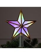 Светодиодная верхушка на ёлку «Звезда золотистая», 15 см, 10 LED, 220 В, свечение мульти - Фото 4