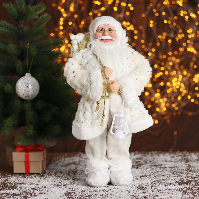 Дед Мороз &quot;В белой шубке, с подарками&quot; 45 см