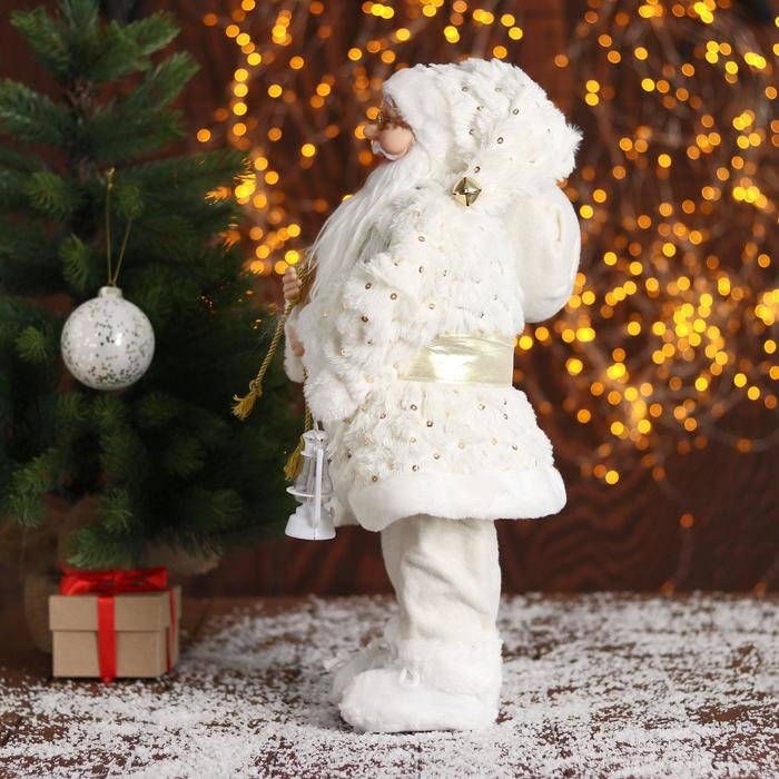 Дед Мороз "В белой шубке, с подарками" 45 см - фото 1892171730
