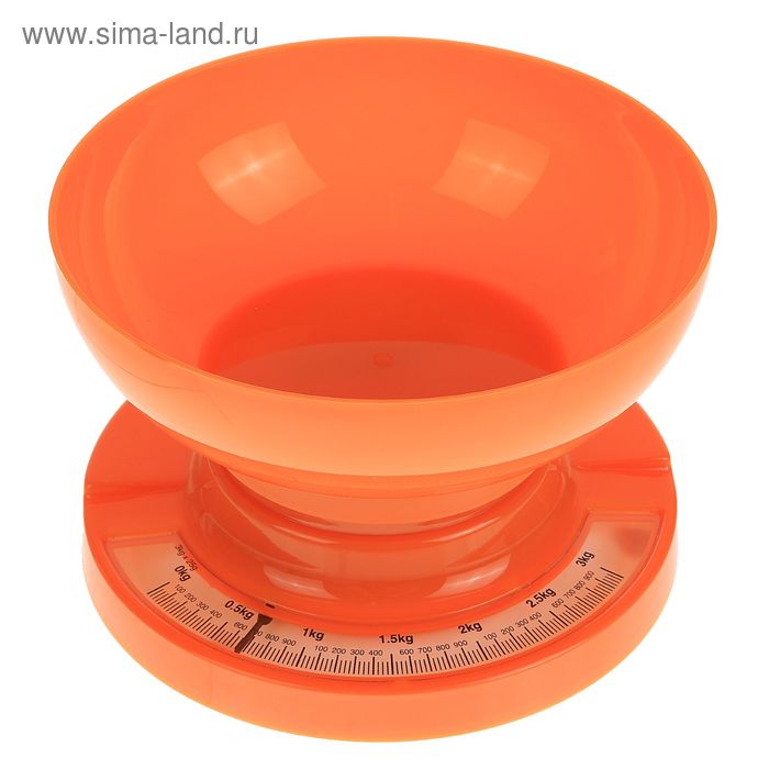 Весы кухонные Luazon, механические, до 3 кг, чаша 1 л, оранжевые - Фото 1