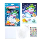 Аппликация на новый год перьями и стразами «Снеговик», набор для творчества - Фото 3