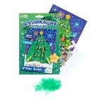 Аппликация перьями и стразами для детей на новый год «Ёлочка», набор для творчества - Фото 2