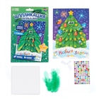 Аппликация перьями и стразами для детей на новый год «Ёлочка», набор для творчества - Фото 3