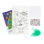 Аппликация перьями и стразами для детей на новый год «Ёлочка», набор для творчества - Фото 5