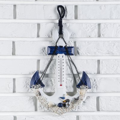 Декор настенный, панно с термометром «Якорь с цепью», 33×23×5 см