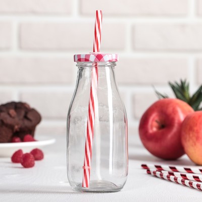 Бутыль «Лаконичность», 350 мл, с крышкой и трубочкой, 6.5×15.5 см, стекло