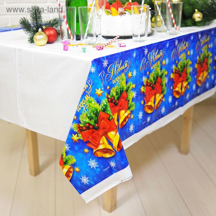Скатерть «С Новым Годом», колокольчики, 180х137см - Фото 1