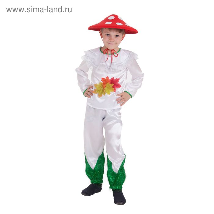 Карнавальный костюм для мальчика "Мухомор" шляпа, рубашка, штаны размер 56 рост 98-104 - Фото 1