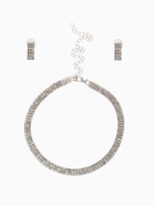 Набор 2 предмета: серьги, чокер «Лёд» три ряда, цвет белый в серебре, 30 см - Фото 1