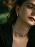 Набор 2 предмета: серьги, чокер «Лёд» три ряда, цвет белый в серебре, 30 см - Фото 2