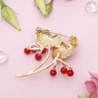 Брошь «Веточка ягодная», цвет красный в золоте - Фото 2