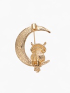 Брошь «Сова на месяце», чёрно-белая в золоте - Фото 2