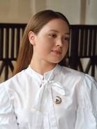 Брошь «Сова на месяце», чёрно-белая в золоте 2291587 - фото 16917248
