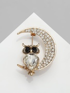 Брошь «Сова на месяце», чёрно-белая в золоте - Фото 6