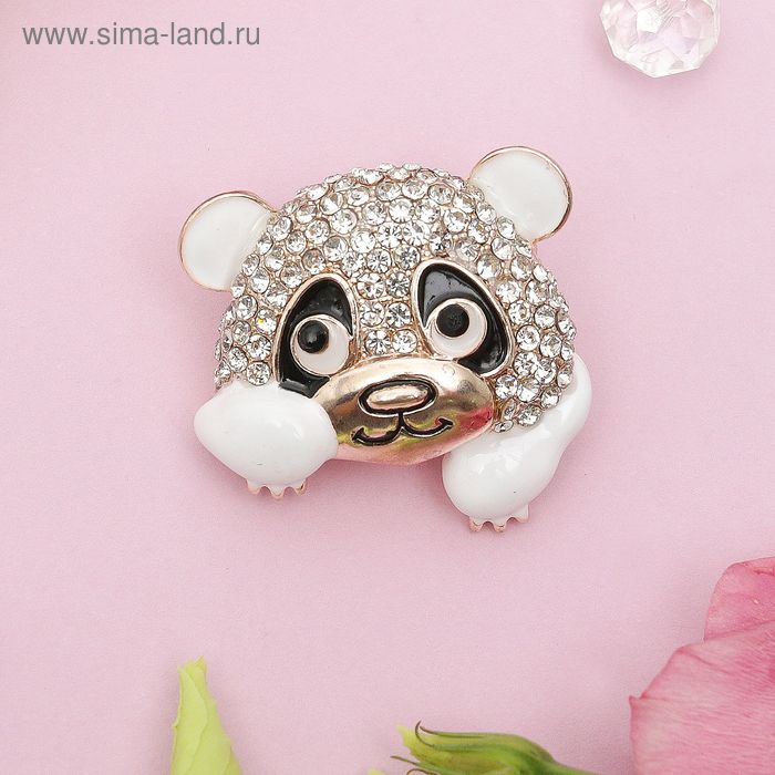 Брошь «Панда» милая, цвет белый в золоте - Фото 1