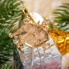 Брошь "Новогодняя сказка" Дед Мороз на коньках, разноцветная в золоте - Фото 2