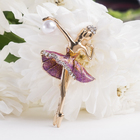 Брошь «Балерина с мячом», разноцветная в золоте - Фото 1