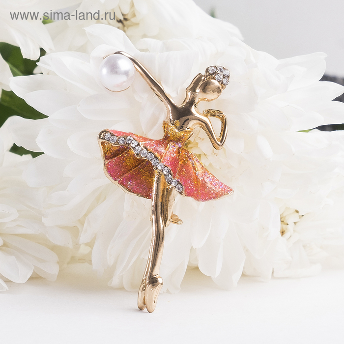 Брошь «Балерина с мячом», цвет разноцветный в золоте - Фото 1