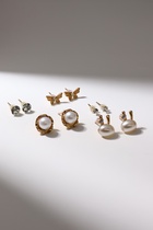 Серьги пусеты QF «Ассорти», 5 пар, зайчик, цвет белый в золоте - Фото 4