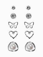 Серьги пусеты QF «Ассорти», 5 пар, настроение, цвет белый в серебре - Фото 1