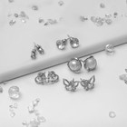 Серьги пусеты QF «Ассорти», 5 пар, настроение, цвет белый в серебре - Фото 3