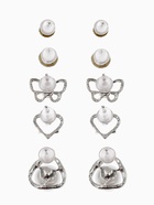Серьги пусеты QF «Ассорти», 5 пар, настроение, цвет белый в серебре - Фото 4