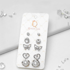 Серьги пусеты QF «Ассорти», 5 пар, настроение, цвет белый в серебре - Фото 2