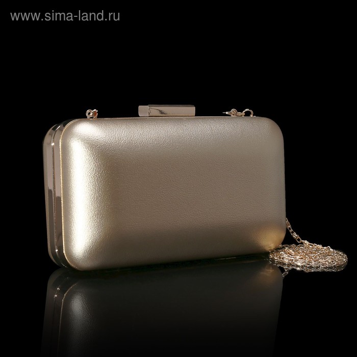 Клатч женский, отдел на рамке, длинная цепь, цвет золотой - Фото 1