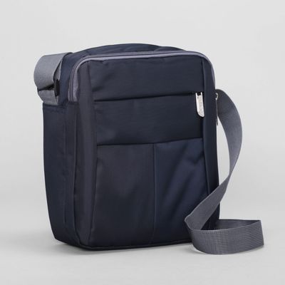 Планшет мужской, 2 наружных кармана, регулируемый ремень, цвет синий