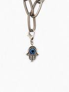 Шарм для браслета на карабине «Оберег рука Хамса», синий в серебре - Фото 1