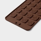 Форма для шоколада Доляна «Сердечки», силикон, 21×11.5 см, 24 ячейки, коричневая - Фото 3