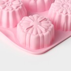 Форма для выпечки Доляна «Цветы. Цветочная долина», силикон, 14×16 см, 4 ячейки, цвет розовая - Фото 3