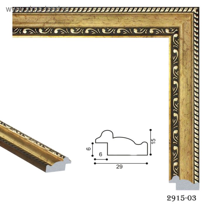 Багет пластиковый 29 мм x 15 мм x 2.9 м (ШxВxД), 2915-03, коричневый с золотым под старину - Фото 1