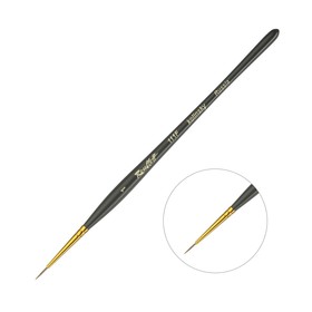 Кисть Колонок круглая укороченная Roubloff серия 111F № 1, ручка короткая фигурная чёрная матовая, жёлтая обойма