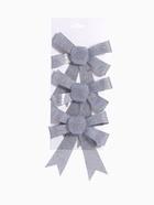 Ёлочные игрушки 3 шт. «Зимнее волшебство. Бант - блеск» пластик, 9×10 см, серебро 2371264