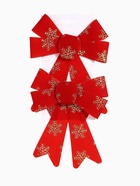 Ёлочные игрушки 2 шт. «Зимнее волшебство. Бант в снежинках» пластик, 14×16 см, красно-золотой - Фото 8