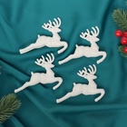 Ёлочные игрушки 4 шт. «Зимнее волшебство. Белый скачущий олень» пластик, 9×5 см - Фото 2