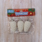 Ёлочные игрушки 3 шт. «Зимнее волшебство. Шишка», пластик, 3×5.5 см, белые 2371306