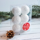 Ёлочные игрушки «Пушинка», шары новогодние, набор 6 шт., d=4.5 см, белый - Фото 3