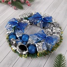 Венок новогодний d=22 см «Зимнее волшебство», с синими бантами и шариками - Фото 3