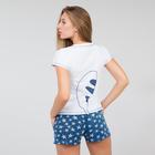 Комплект женский (футболка, шорты) Бонифаций, цвет белый и синий, размер 44 - Фото 3